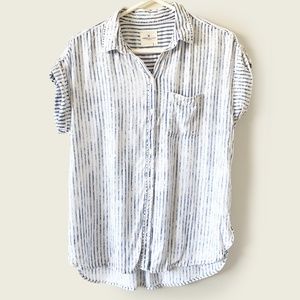 American Eagle Short Sleeve Stripe Blouse Spring